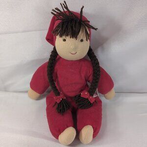Kathe Kruse Vintage Plush Doll Red Brown Braids Wool Soft Body Hat Waldorf 13"